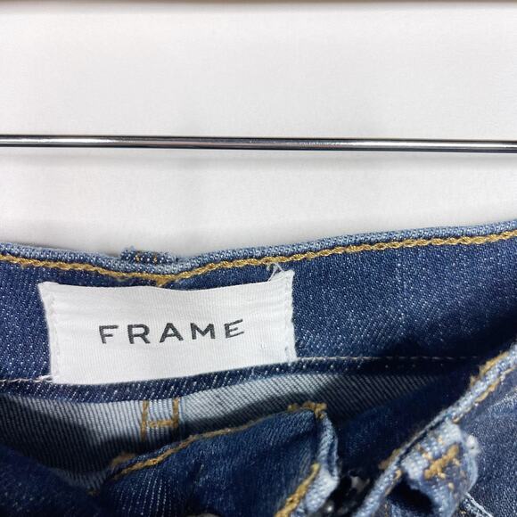 Frame Womens Size 24 Dark Wash Lomita Coated Skinny Jeans Cotton Modal Stretch - Picture 7 of 11